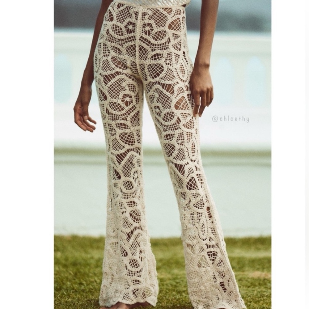 Zara FLARED CROCHET PANTS